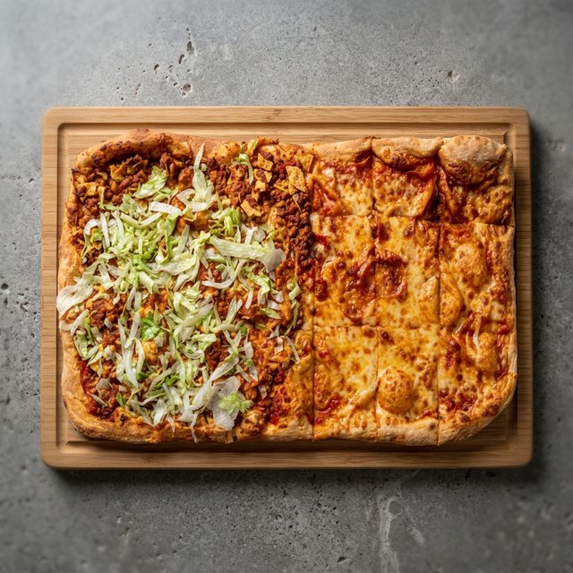 The Chief 24" 1/2 and 1/2 Gourmet Pizza.